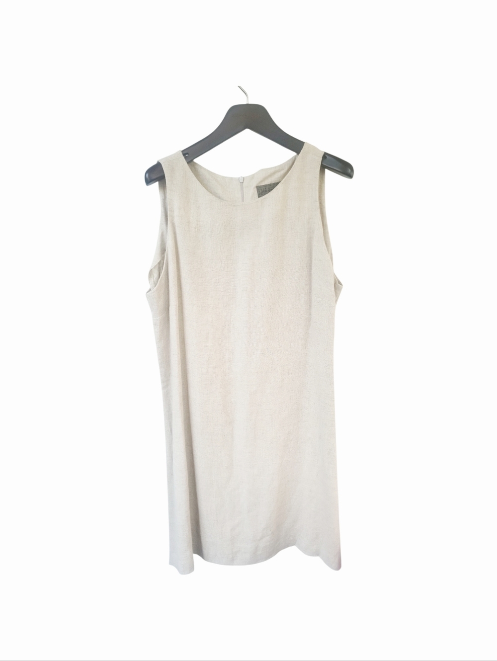 Vintage Dianne B New York Oatmeal Beige Linen Blend Midi Shift Dress M/L